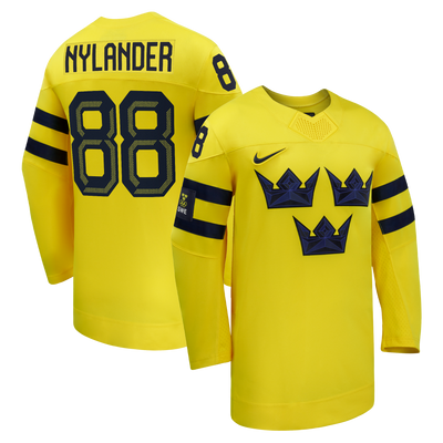 Sweden Hockey William Nylander Nike Yellow 2026 Away Replica Jersey