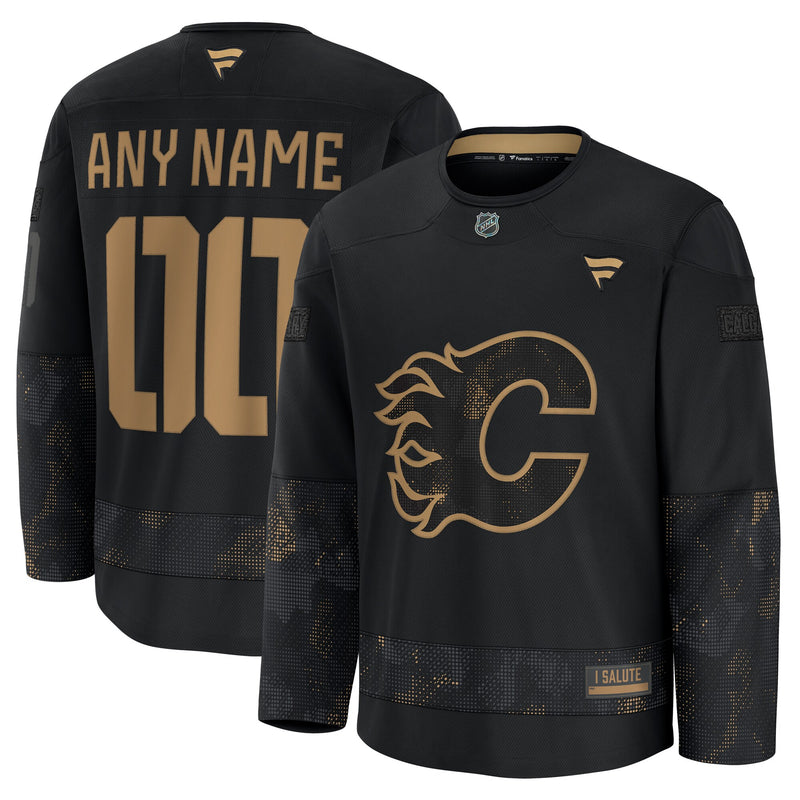Calgary Flames Fanatics Black 2024 Military Appreciation Custom Practice Jersey