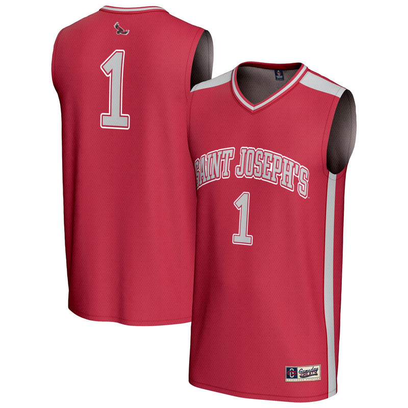 #1 Saint Joseph's Hawks GameDay Greats Lightweight Collegiate Basketball Fashion Jersey - Crimson