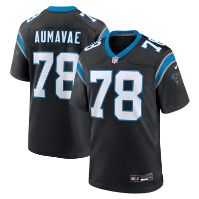 Carolina Panthers Popo Aumavae Nike Black Team Game Jersey